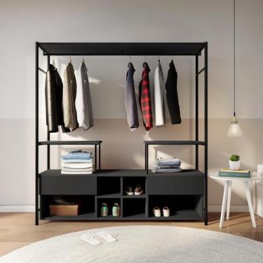 Imagem de Guarda-Roupa Closet Modulado Lugo Casal 2 GV Preto - Mobly