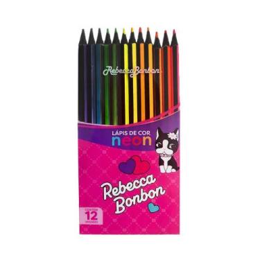 Imagem de Lápis Escolar Colorido Neon 12 Cores Rebecca Bonbon  Arte e Desenho