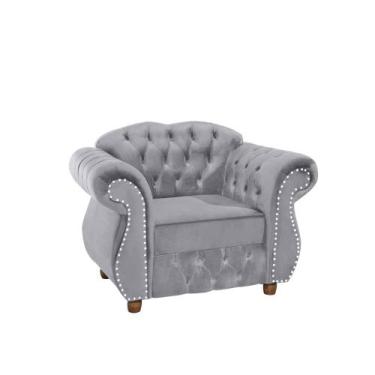 Imagem de Três Poltronas Chesterfield Merlo - Veludo Cinza Prata / Decoração, re