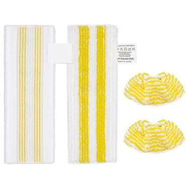 Imagem de HUAYUWA Conjunto de panos de limpeza a vapor de microfibra de substituição adequado para Karcher EasyFix SC3 SC4 SC5 limpador a vapor lavável acessórios de almofada de limpeza (2 panos de vapor + 2