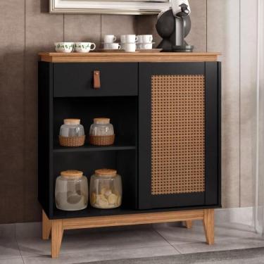 Imagem de Aparador Cantinho do Café Célia Efeito Palha Preto Noce - CASA H
