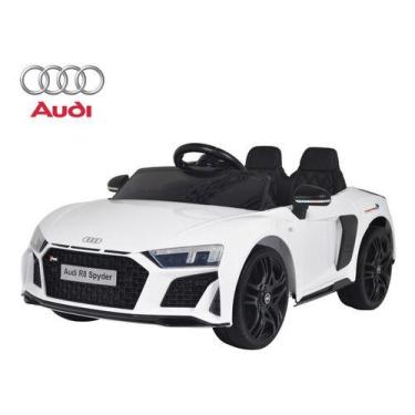 Imagem de Mini Carro Elétrico Audi 12v R8 Licenciado Controle Luz Som Cor Branco