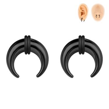 Imagem de 6ixGosh 00G-16G Pincher de septo, anéis de septo de aço inoxidável, piercings de septo, formato C, expansor de orelha para alongamento perfurado, preto/prata/dourado, Aço inoxidável, Sem pedras