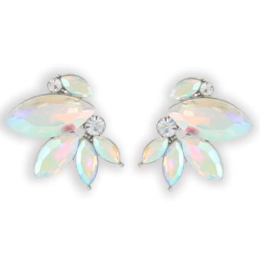 Imagem de Brinco de strass brilhante delicado de cristal falso para mulheres, casamento, festa de formatura, Zinco, Sem pedra preciosa