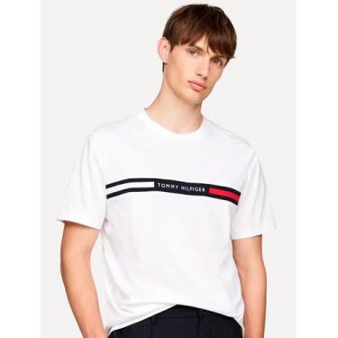 Imagem de Camiseta Tommy Hilfiger Masculina Chest Insert Logo Branca, XL/GG