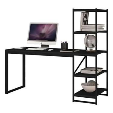 Imagem de Mesa Estudos Multiuso com Prateleiras Porta Objetos MDF Estilo Industr