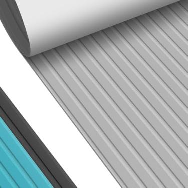 Imagem de Hjdeck Almofada universal de espuma vinílica acetinada autoadesiva antiderrapante para barcos de pesca, caiaques, pranchas de surfe, skimboards, tops térmicos, assentos 240 x 59,9 cm, almofada de deck