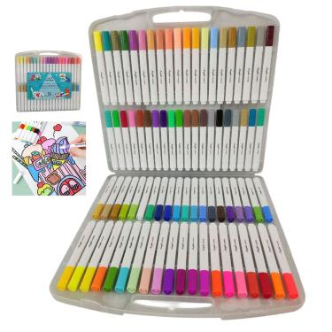 Imagem de Canetinha Caneta Marcador 80 Cores Tinta Acrilica A Prova dAgua Permanente  Maleta Estojo Pintura Escultura Artesanato