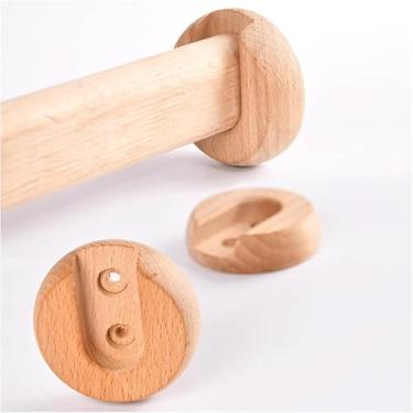 Imagem de Barras De Suporte De Poste De Madeira Maciça, Varões De Guarda-roupa Oval Com Tampas De Extremidade & Parafusos, Postes De Pendurar Roupas Para Quarto De Rv Checkro, One Color, 37cm/14.6in L