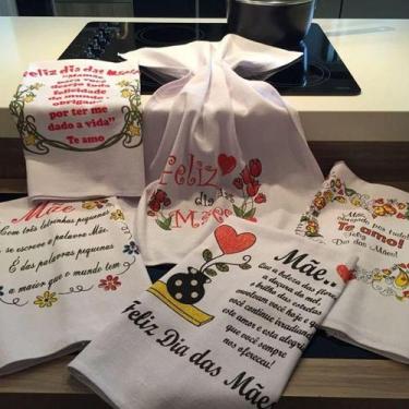 Imagem de Pano De Prato Estampado Dias Das Mães 06 Unidades Branco - LOMAER