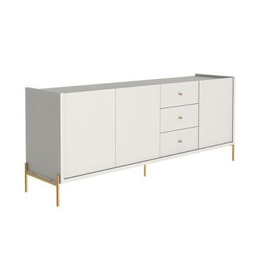 Imagem de Buffet Jasper 3 Portas 3 Gavetas Off White e Dourado - Modern