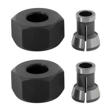 Imagem de ECSiNG 2 conjuntos de máquina de aparar 1/10.2 cm fresadora, broca e porca, adaptador de grampo de porca, kit de mandril para esculpir marcenaria e entalhar