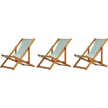 Imagem de Kit 3 Cadeiras Espreguiçadeira Preguiçosa Dobrável Sem Braço Mel