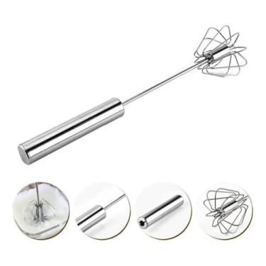 Imagem de Batedor Manual Giratório de Aço Inoxidável – Batedor de Ovos e Claras, Mexedor Semi Automático, Espumador de Leite, Utensílio de Cozinha