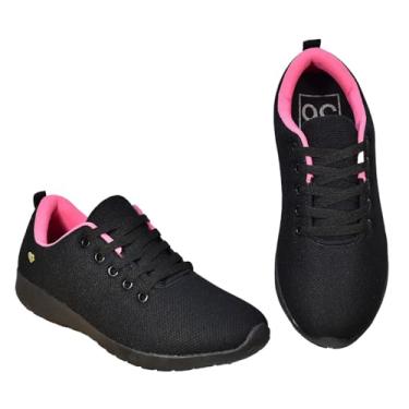 Imagem de Tênis Branco feminino Viazz Confortável (Preto/Pink, BR, Adulto, Numérico, 40)