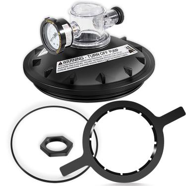 Imagem de 154856 Kit de substituição de fechamento de filtro de rosca de suporte de 21,5 cm para filtros de areia de piscina Triton II TR100/TR140, TR100C/TR140C, Triton C-3 – Inclui tampa, medidor PSI, válvula