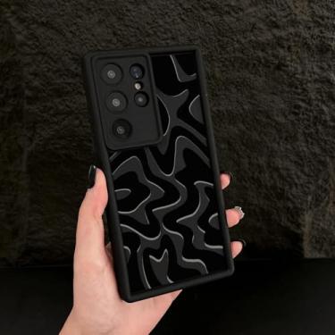 Imagem de YOGISU Capa macia com padrão listrado de luxo para Samsung A25 (para Samsung A25/preto 028)