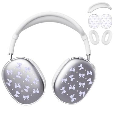 Imagem de BlHMCASE Capa de fone de ouvido para AirPods Max, lindo laço roxo kawaii, capa de silicone branco para fones de ouvido para Apple AirPods Max