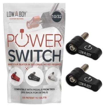 Imagem de Interruptor de energia 10/32 da Low Boy - Parafuso de polegar de liberação rápida do batedor de bumbo Serve para pedais Trick (preto, pacote com 2)