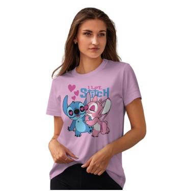 Imagem de Camiseta Stitch Casal Adulto - Glev.Conceito, PP, Rosa