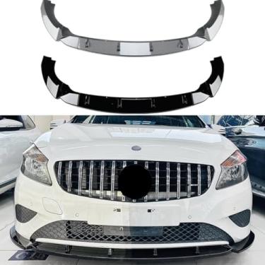 Imagem de Protetor de para-choque dianteiro Spoiler compatível com A-Class W176 2013-2015 Kit de carroceria Capa de para-choque dianteiro Avental Guarda Acessórios de carro (Preto brilhante)