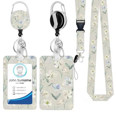 Imagem de Porta-crachá de identificação com cordão, suporte de crachá positivo com carretel retrátil removível para cartão de nome, protetor de identidade vertical, carretel de crachá para enfermeiras, médicas