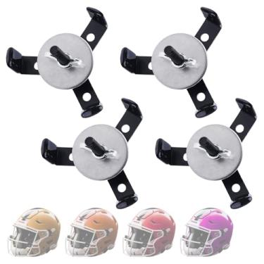 Imagem de 2pcs Suporte Parede Oculto Capacete Futebol Americano, Prateleira Flutuante Capacete Rugby com Ferragens Gancho Metal Preto Suporte Expositor Parede para Capacetes Inteiros ou Mini