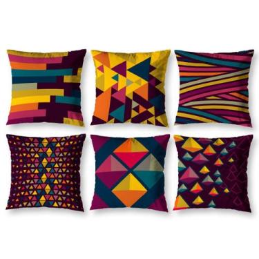 Imagem de Kit 6 Capa de Almofada 40cm x 40cm Decorativas Estampadas Digital Colo