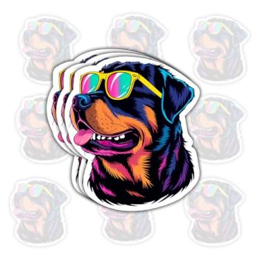 Imagem de 3 adesivos Rottweiler super legais – Decalques Rottweiler engraçados para amantes de cães – presentes para fãs de cães fortes e leais – para laptop, garrafa de água, copo – 7,6 cm x 7,6 cm