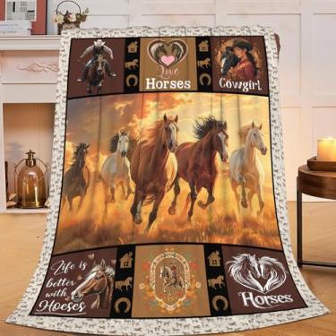 Imagem de Cobertor de cavalo, cobertor de cavalo, presentes para crianças, meninas, meninos, adultos, mulheres, homem, supermacio, aconchegante, pelúcia, fofo, felpudo, cobertor de lã felpuda decoração 101 x