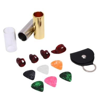 Imagem de SPYMINNPOO Conjunto de Picareta de Guitarra, 3 Slides 4 Picks de Dedo 6 Picaretas de Polegar Com Saco de Armazenamento de Suporte para Guitarras Bass Banjo Ukulele