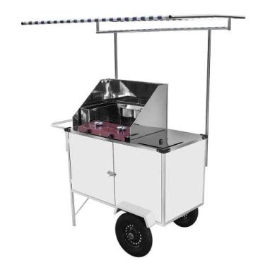 Imagem de Carrinho de Tapioca Cefaz Luxo Branco Rodas Pneumáticas e Toldo BL14P/