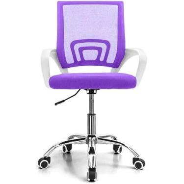Imagem de Cadeira Escritório Diretor Tela Mesh e Base Giratória Confortável (Roxo)