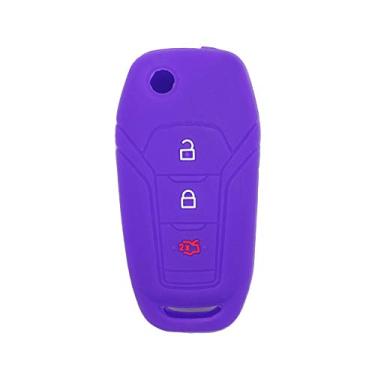 Imagem de SEGADEN capa protetora de silicone suporte de capa jaqueta de pele compatível com Ford 3 botões flip remoto chave Fob CV4709SEGADEN roxo CV4709DP