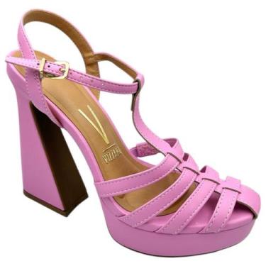 Imagem de Sandália Meia Pata Vizzano Salto Vírgula Alto Feminina 6490.101, Rosa 