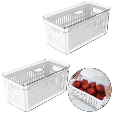 Imagem de Organizador De Geladeira OU Salada Frutas Verdura Cesto Escorredor Cle