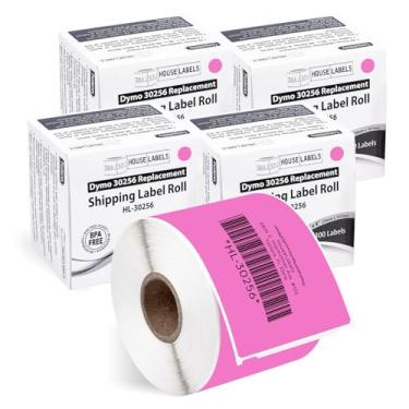 Imagem de HOUSELABELS Etiquetas de envio rosa DYMO 30256 compatíveis (2-5/40.6 cm x 10.2 cm), adesivo permanente forte, compatível com DYMO LW 450, 4XL, impressoras de mesa Rollo e Zebra, 4 rolos/1200 etiquetas