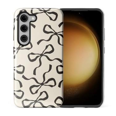 Imagem de ilikediy Capa para Samsung Galaxy S23, HL2 HL2 Aesthetic Black Bow Hybrid 2 Layer Hard Shell Silicone Protective Pattern Design Case