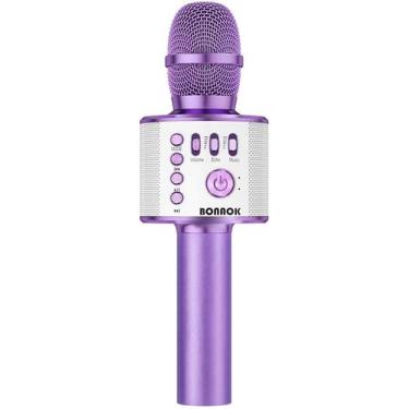 Imagem de Microfone de karaokê BONAOK sem fio Bluetooth Q37 roxo claro