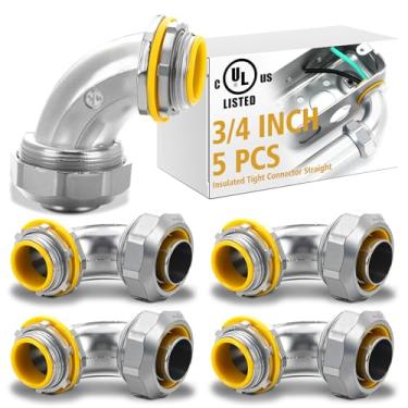 Imagem de Gisafai Conector de conduíte elétrico de metal fundido com isolamento de 90 graus de zinco com isolamento de 90 graus para conduíte elétrico flexível de 9/10.2 cm e flexível tipo B, não metálico, à