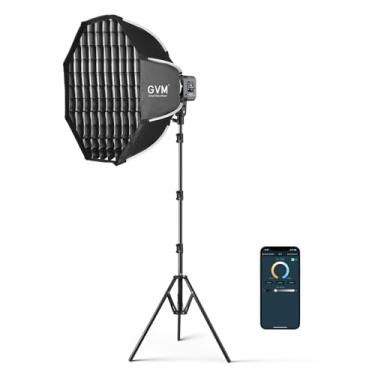 Imagem de Kit de luz de vídeo LED GVM SD80D 80W com softbox, suporte Bowens, CRI97+, temperatura de cor 2700K-7500K, controle de aplicativo e suporte de tripé para vídeos e sessões de casamento