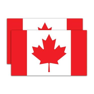 Imagem de Adesivos de bandeira do Canadá 3x5 – Pacote com 2 decalques de vinil de folha de bordo vermelha para carro, caminhão, bicicleta, trailer, refrigerador – impermeável, resistente a UV e clima