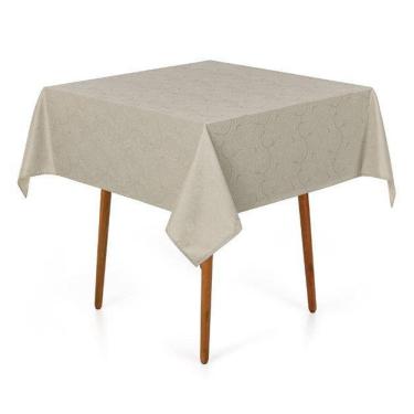 Imagem de Toalha Mesa Quadrada 4 Lugares Jacquard Melli Bege Karsten