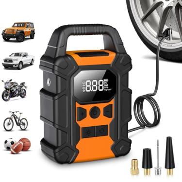 Imagem de OMQ Compressor de ar portátil, bomba de ar sem fio para pneus de carro, acessórios de carro 150PSI com luz LED para carros, bolas, motocicletas, bicicletas