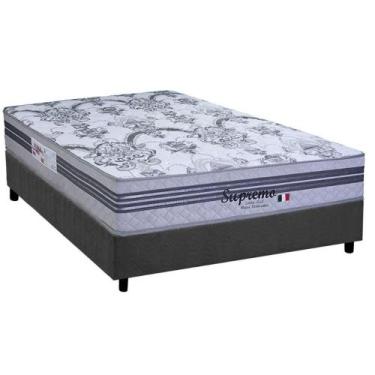 Imagem de Conjunto Box Casal: Colchão Molas Paropas Ensacadas Supremo Gray + Bas