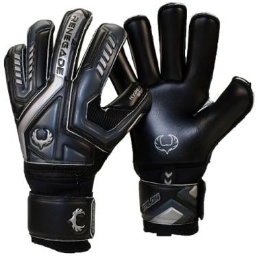 Imagem de Renegade GK Luvas de goleiro Talon Blackhawk com defesa de dedos Pro-Tek | 4 mm Hyper Grip & Duratek | Luvas de goleiro pretas (tamanho 9, jovem-adulto, corte rolo, nível 2)