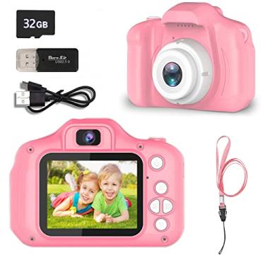 Imagem de Uyeyuy Câmera De Vídeo Digital Infantil Hd Para Bebês 6 Anos Ou Mais, Presente Natal E Aniversário Com Cartão 32 Gb Leitor (Rosa)