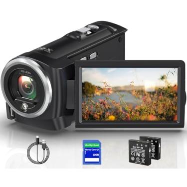 Imagem de Câmera de vídeo 2.7K QHD 50MP YouTube Vlogging Camera 16X Zoom Digital Webcam 270 graus de rotação de 270 graus Filmadoras de tela durante o carregamento