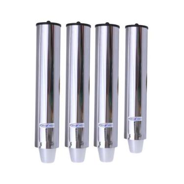 Imagem de Kit 3 Dispensers Redondos 200ml Inox + 1 Dispenser Redondo 50ml Inox -