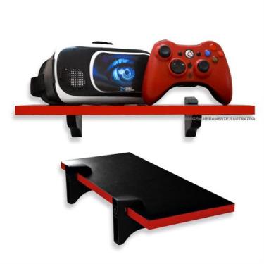 Imagem de Prateleira 55cm MDF Preto Decorativa Gamer Multiuso Livros Jogos - Qua